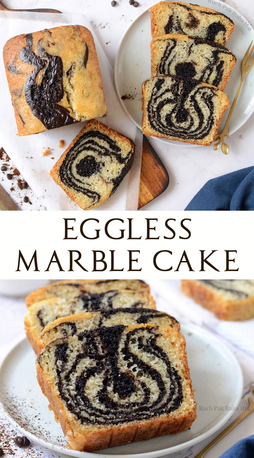 Eggless marble cake or zebra cake