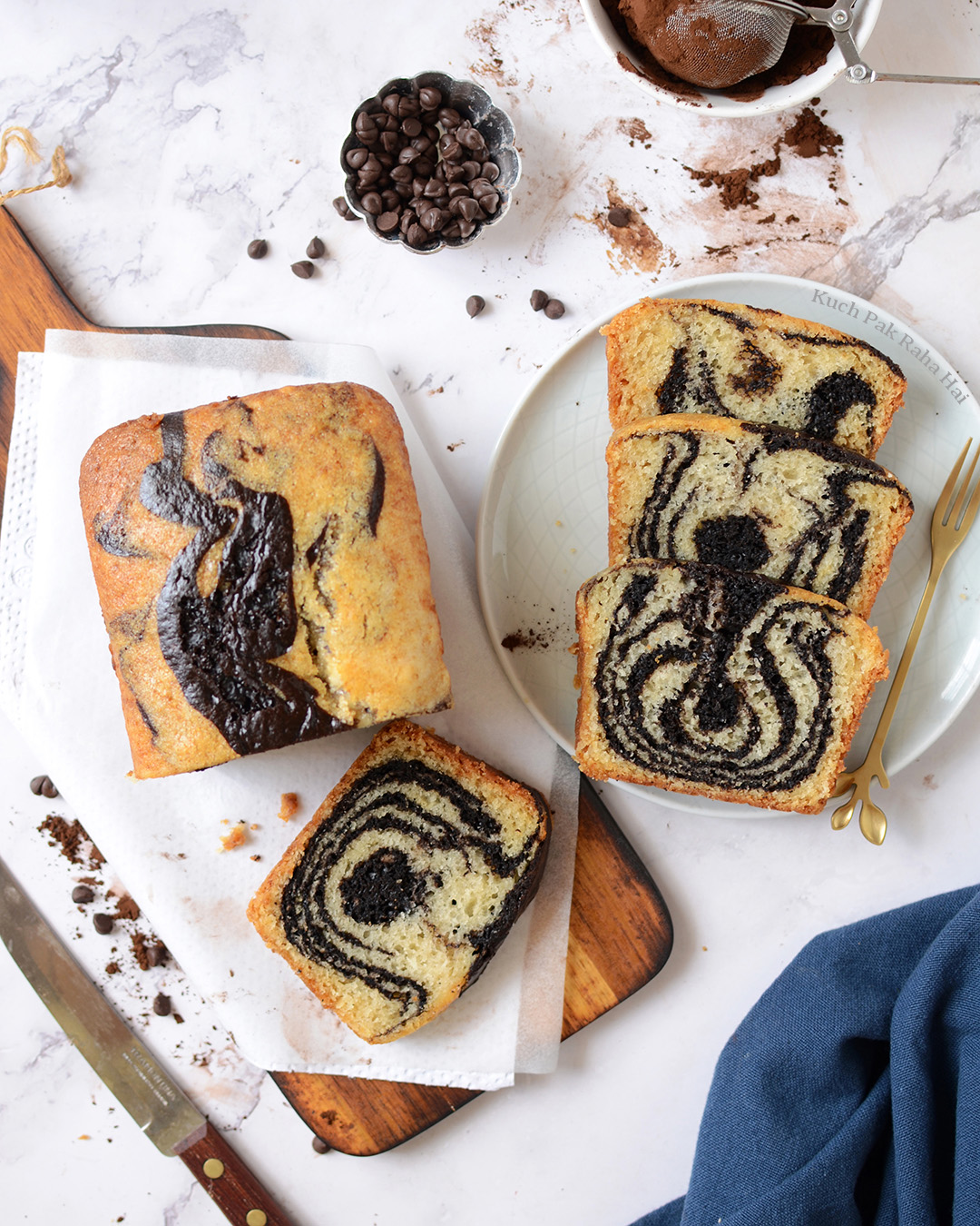 Eggless Marble Cake Recipe