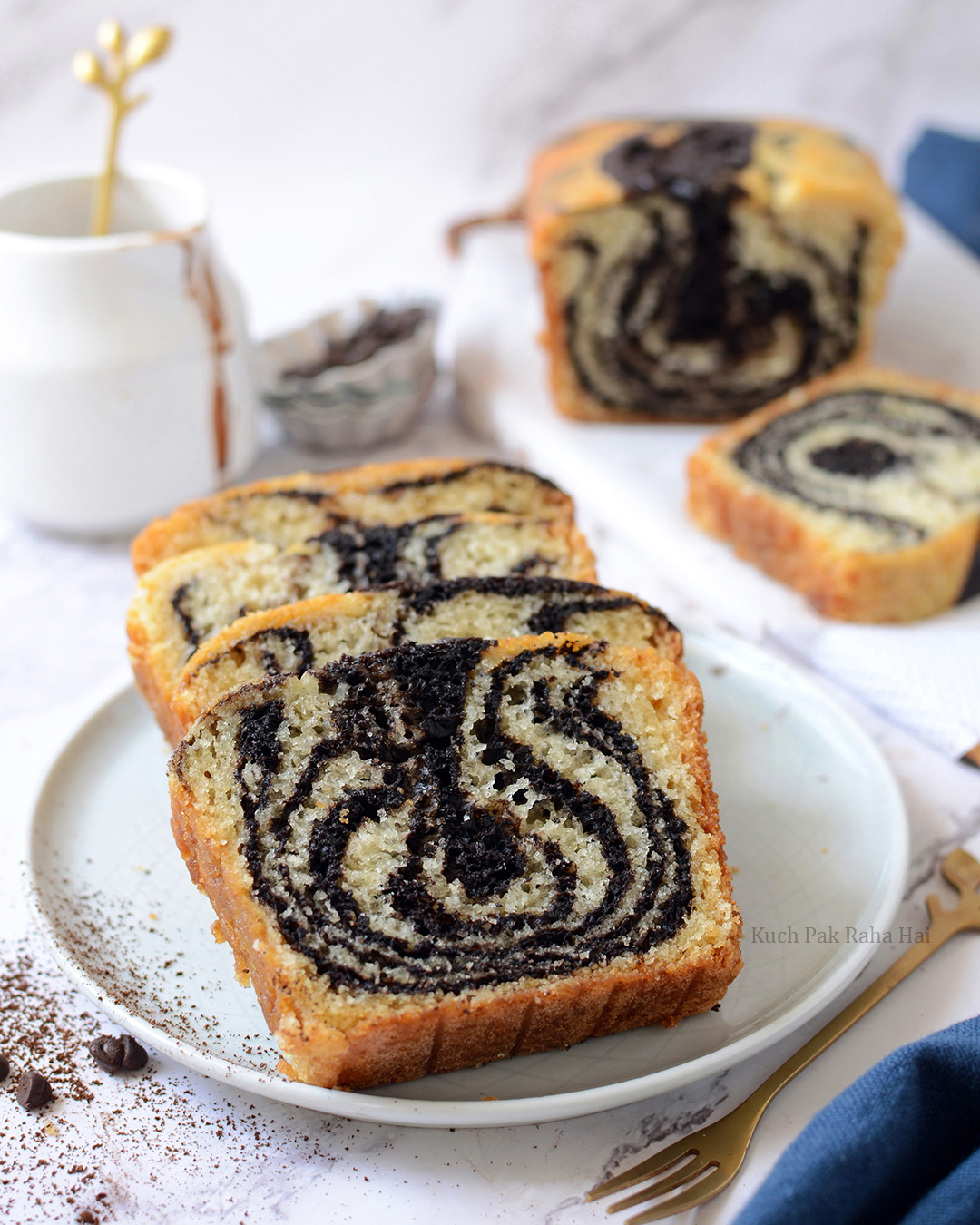 Eggless Chocolate Marble Cake or Zebra Cake Recipe