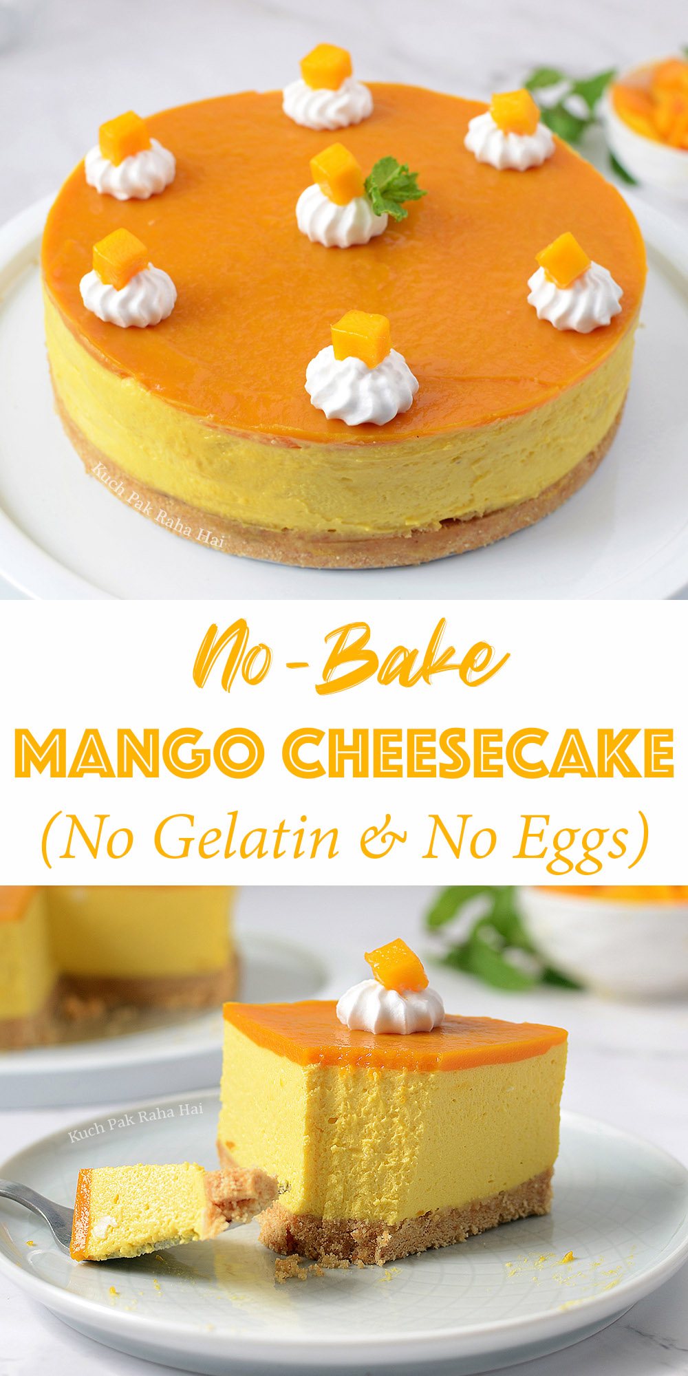 No Bake Mango Cheesecake without gelatin