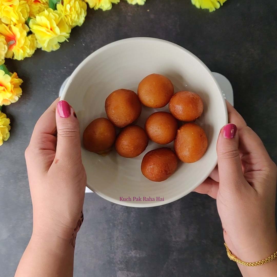 Gulab Jamun in a white bowl