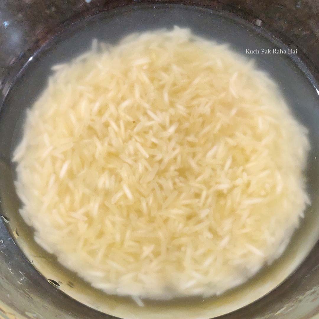 Soaking rice in a bowl.