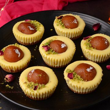 Eggless Gulab Jamun Cheesecake Indian Fusion Dessert Recipe