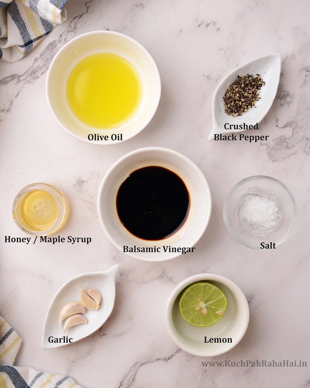 Lemon balsamic dressing ingredients.