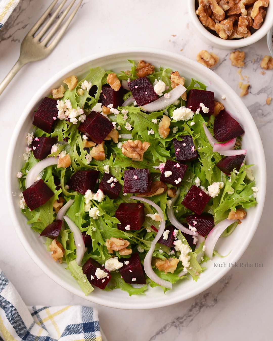 Beetroot feta walnut salad.