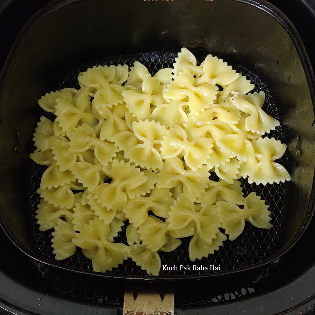 Air Frying cooked pasta.