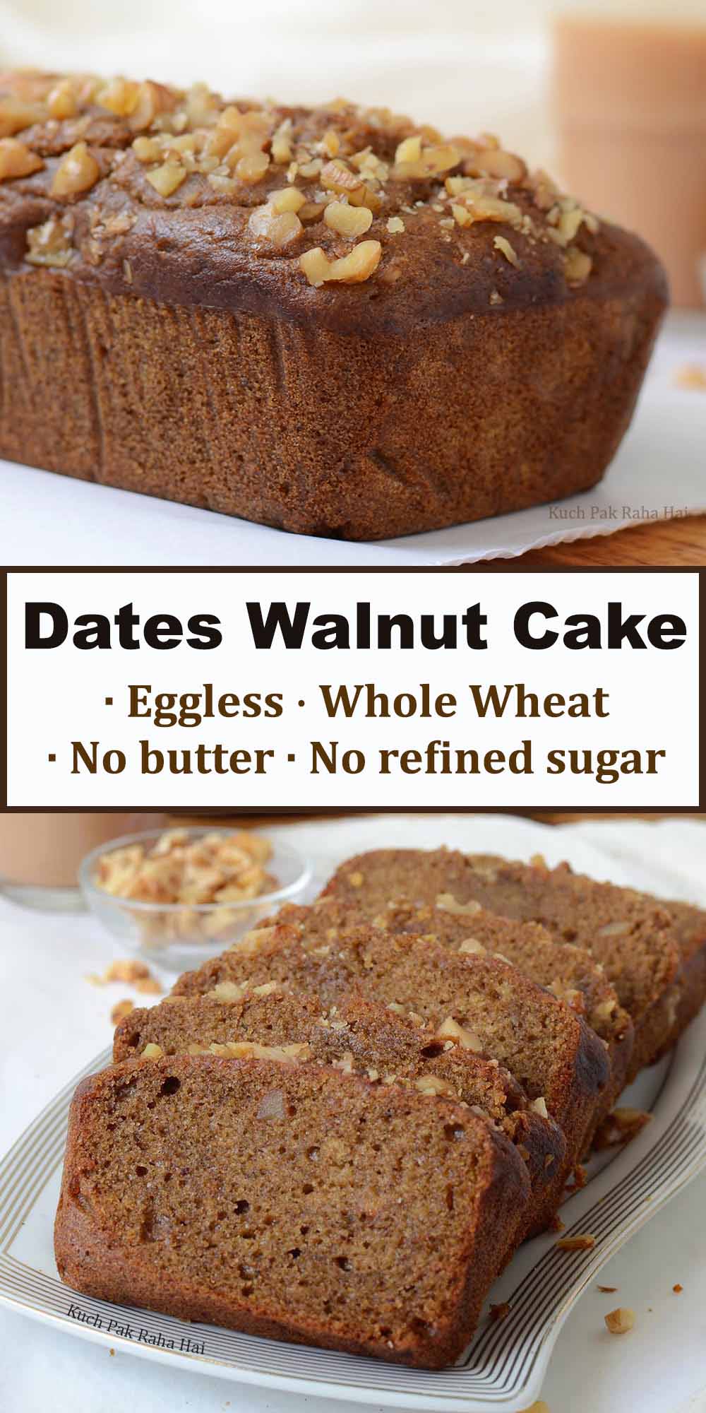 Dates Walnut Cake Eggless Whole Wheat