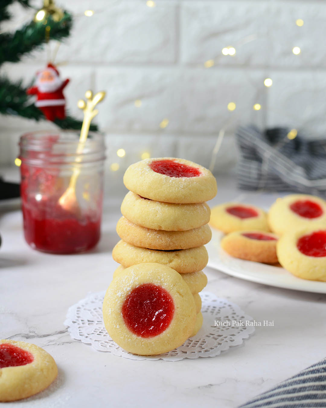 Jam Thumbprint Cookies Stack Christmas special