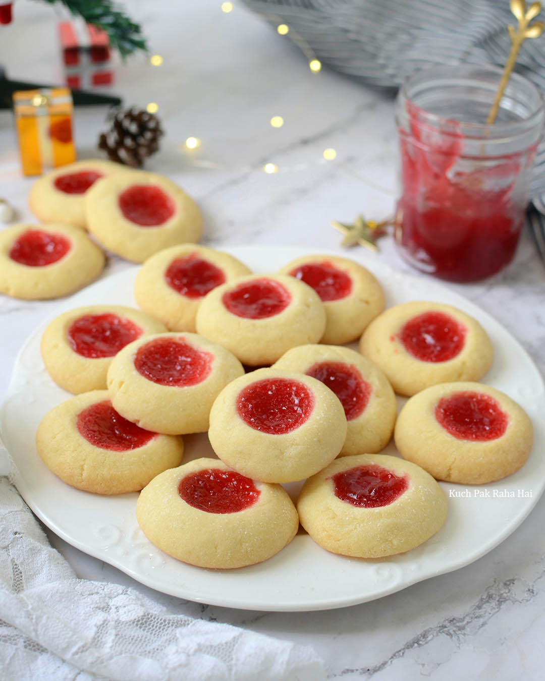 Thumbprint Jam Cookies Recipe (Eggless)