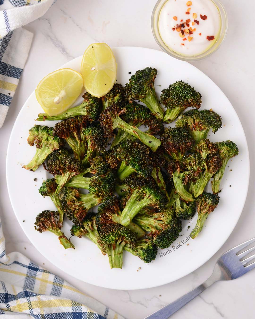 Air fryer roasted broccoli.