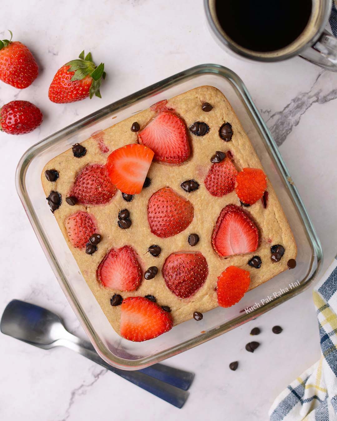 Eggless Baked Strawberry Chocolate Chips Baked Oatmeal