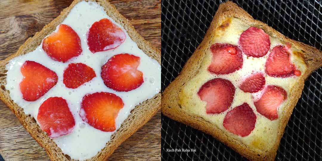 Baking the yogurt toast.