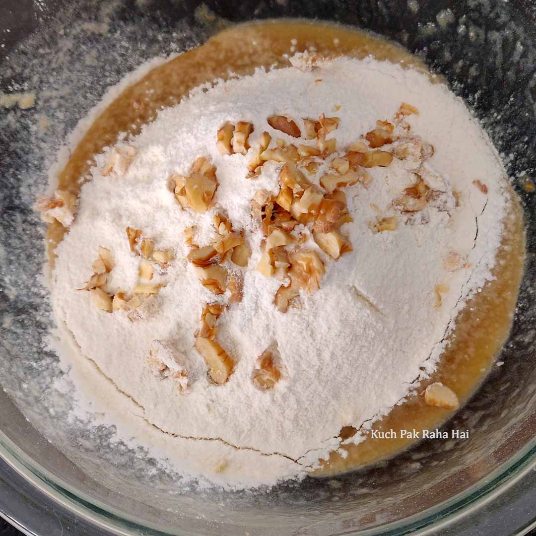 Folding Banana Bread Batter.