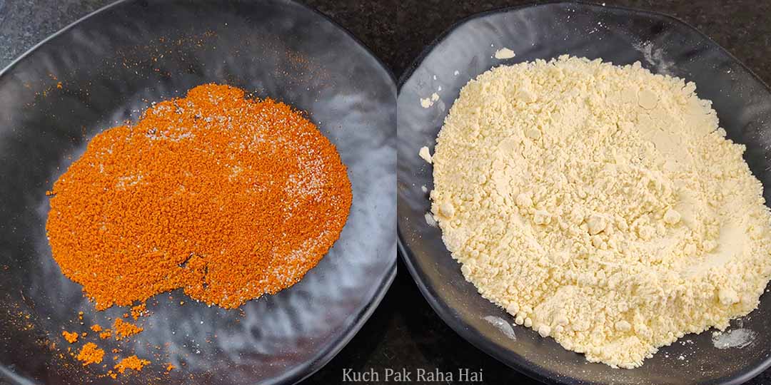 Preparing spice mix for marinating.