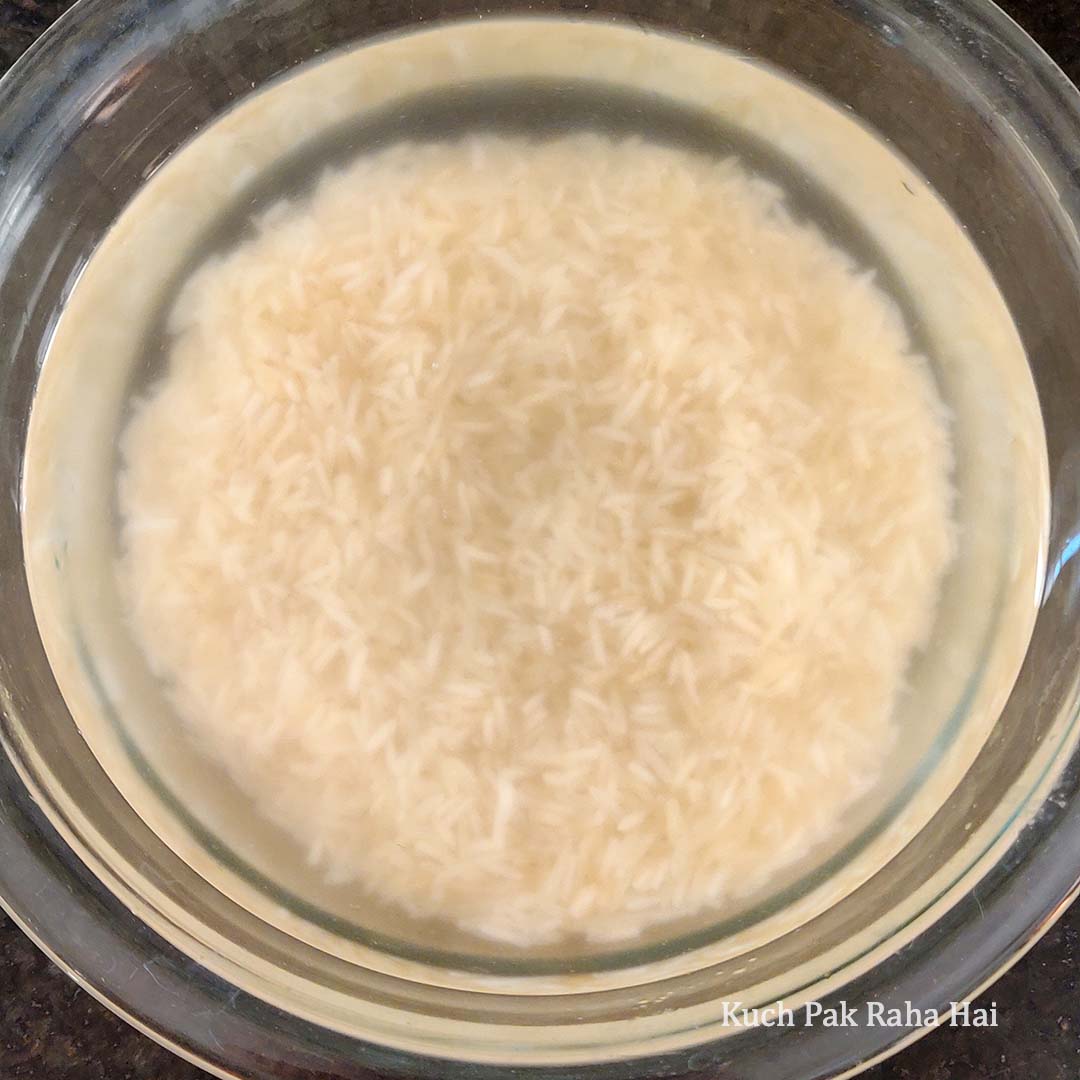 Soaking basmati rice.