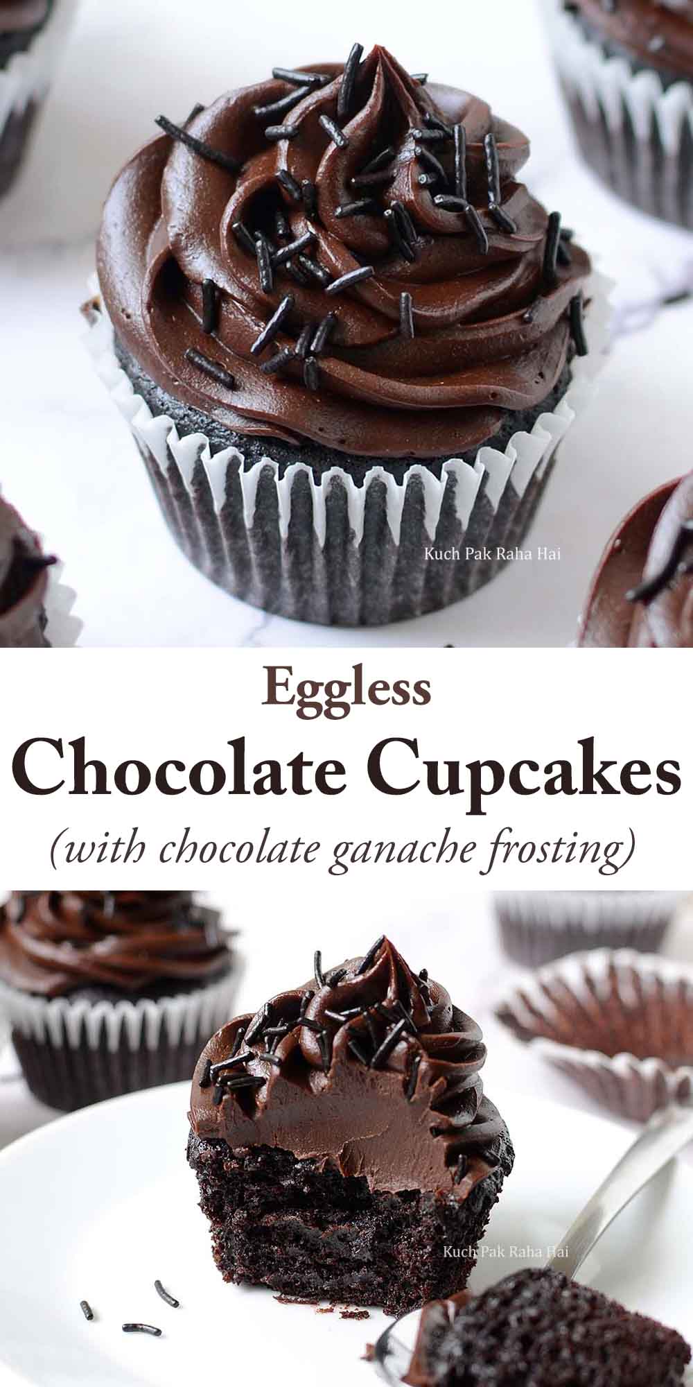 Eggless Chocolate Cupcakes with chocolate frosting