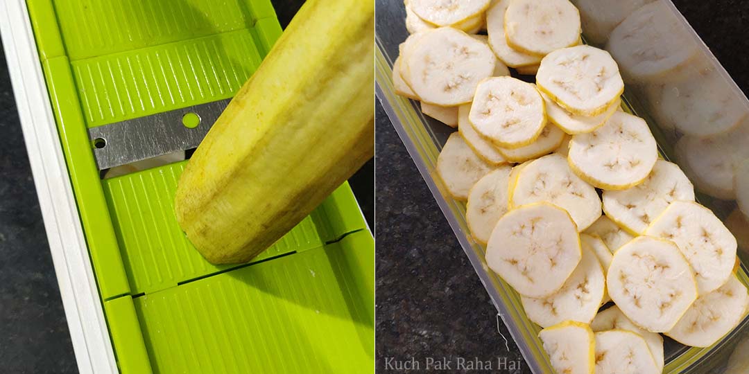 Slicing Banana or Plantains for chips