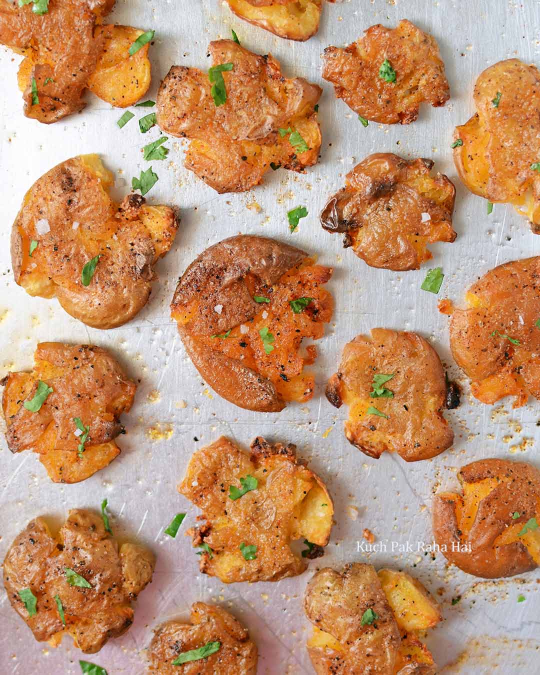 Baked Smashed Potatoes made in oven.