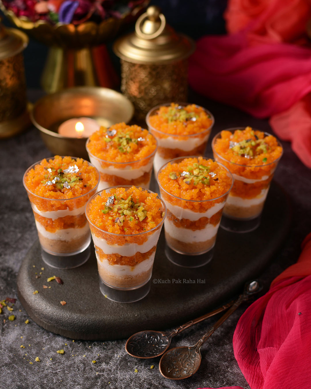 Motichoor Ladoo Cheesecake Shots Recipe