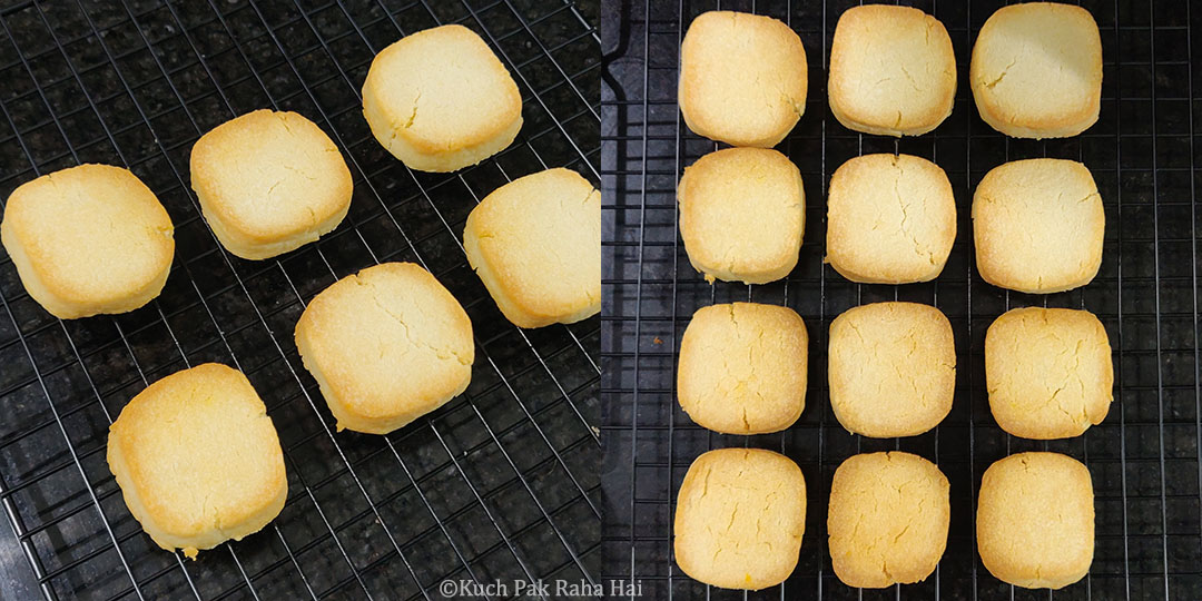 Cooling cookies on wire rack.