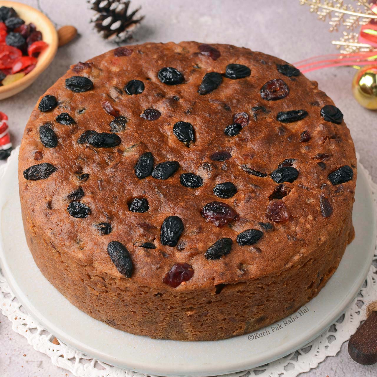 Eggless Christmas cake recipe, Eggless plum cake - Sandhya's recipes