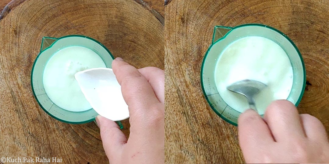 Mixing milk & vinegar.