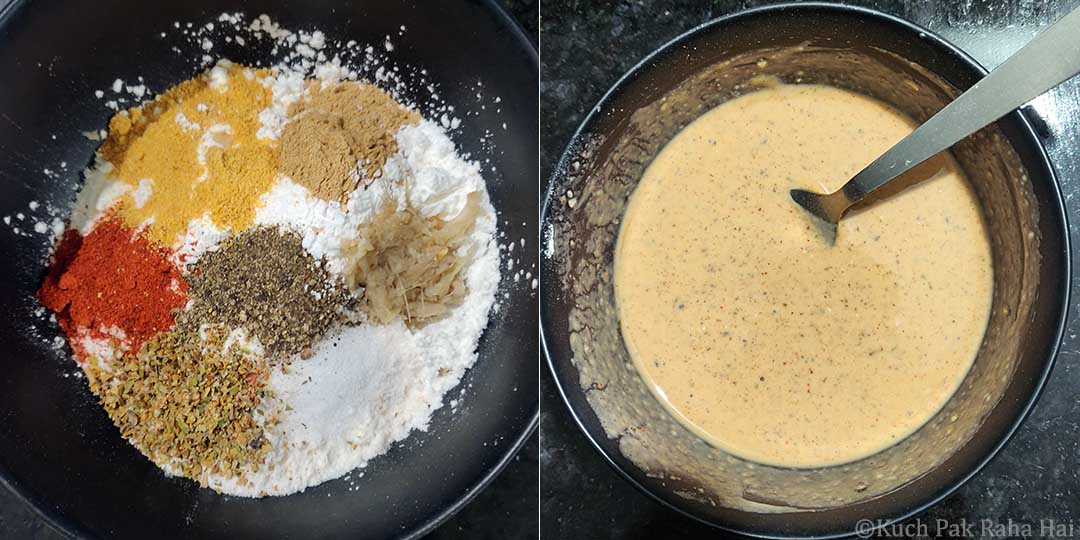 Preparing cornflour slurry.