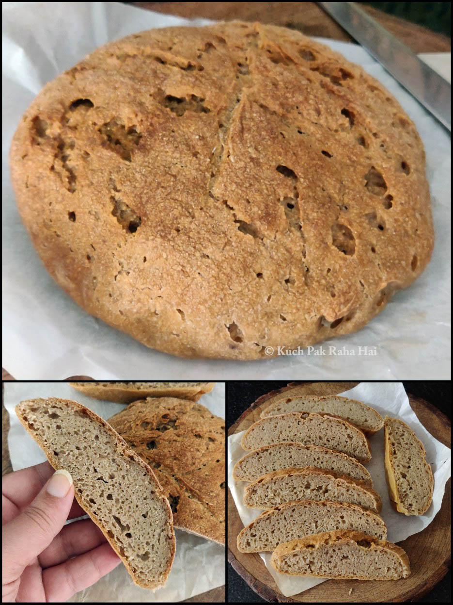 Air fryer bread made with whole wheat flour.