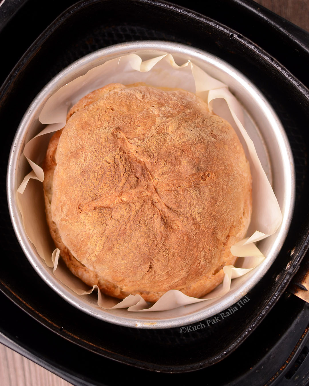 Baking bread in air fryer.