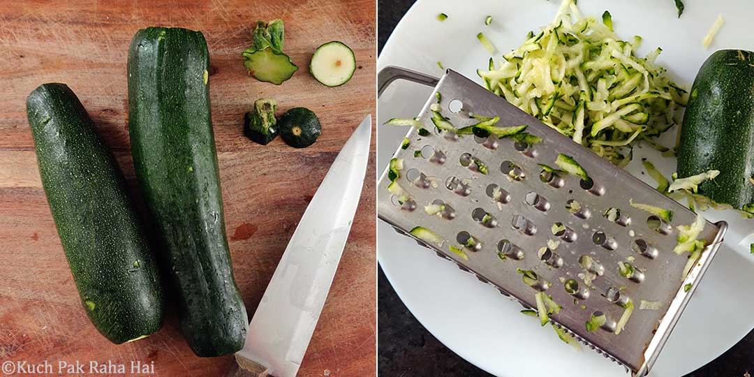 Grating Zucchini.