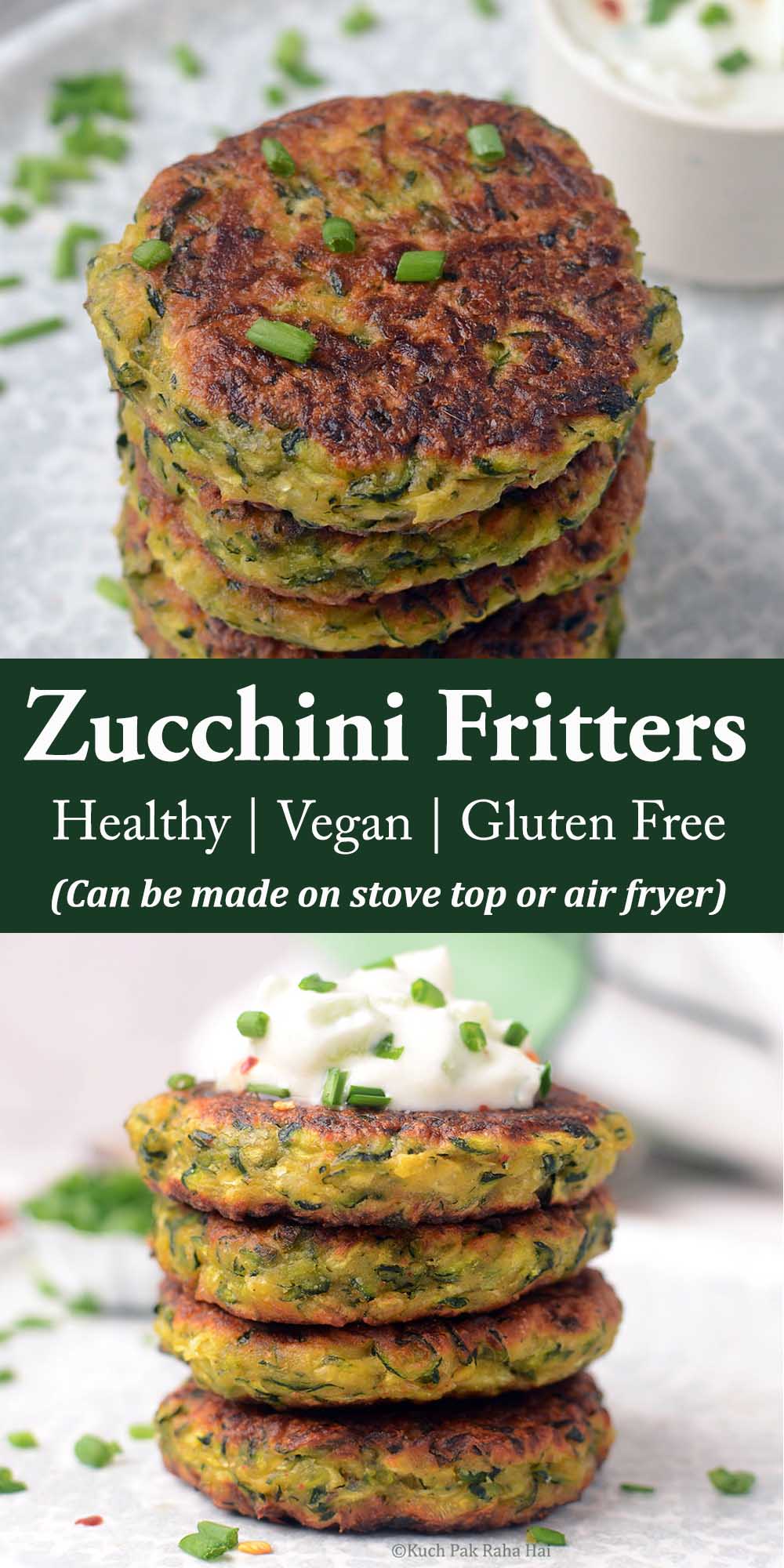 Healthy Zucchini Fritters Vegan Gluten Free Recipe.