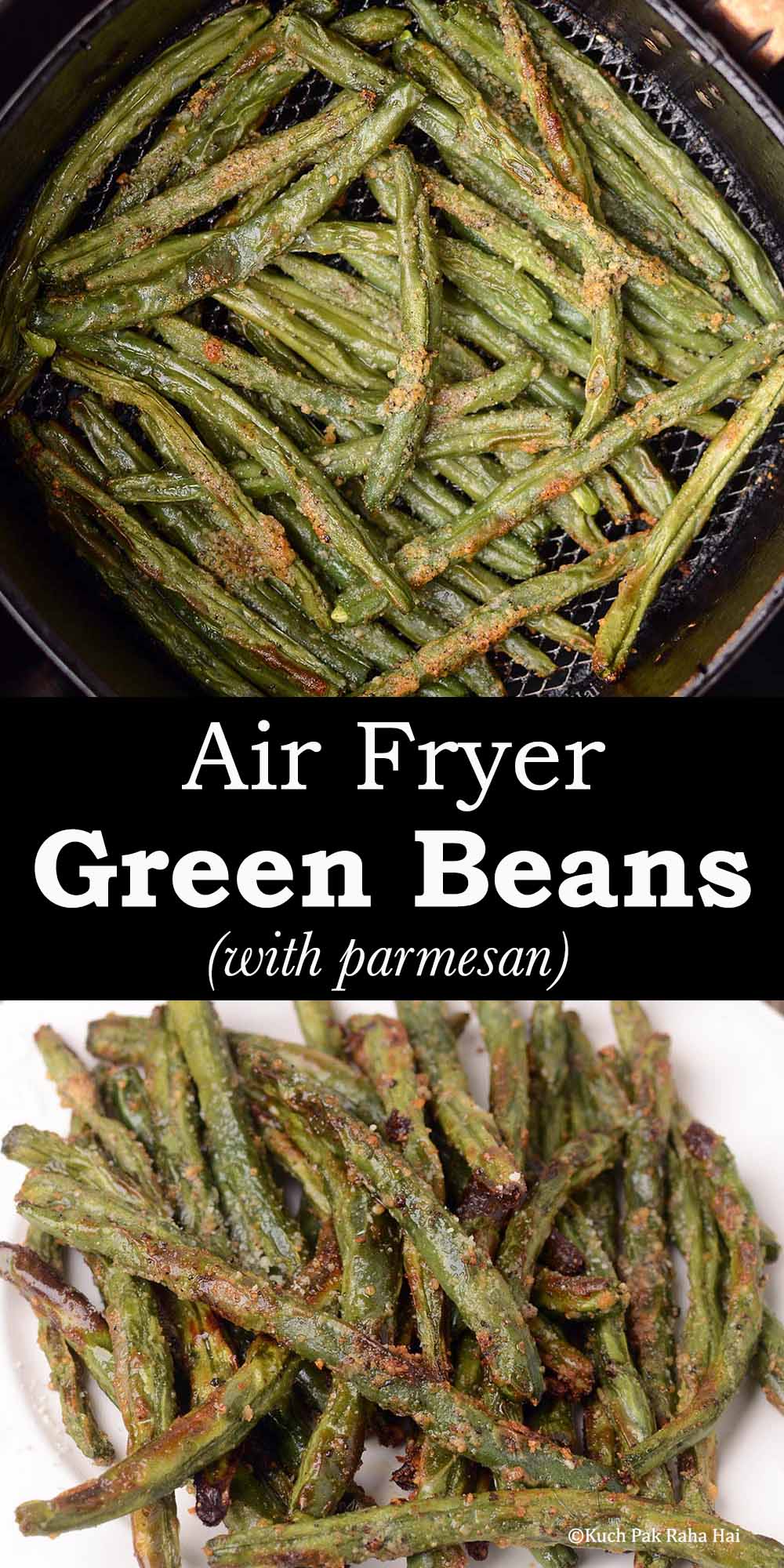 Air fryer garlic green beans with parmesan.
