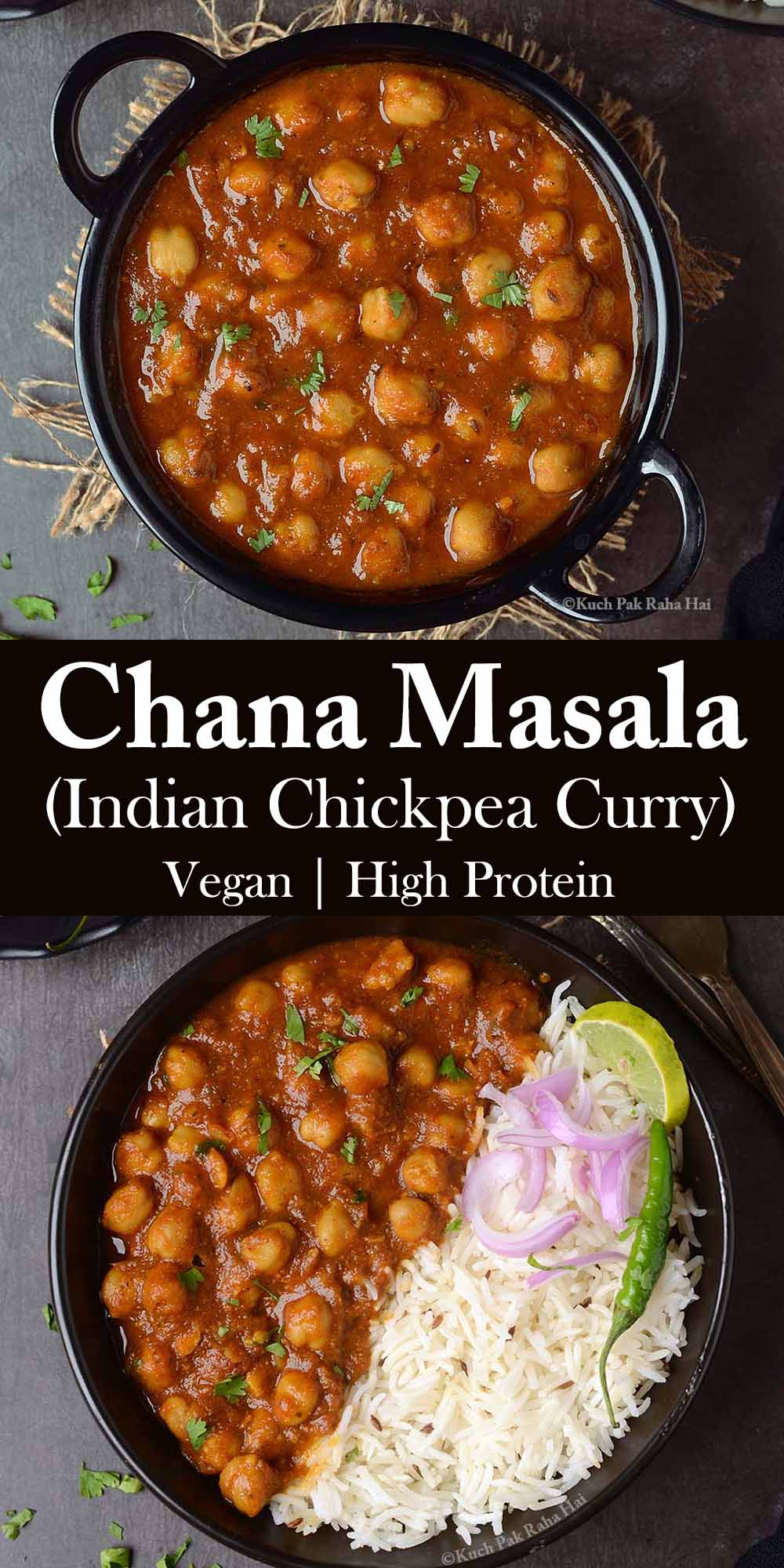 Easy chana masala or chickpea curry recipe vegan.