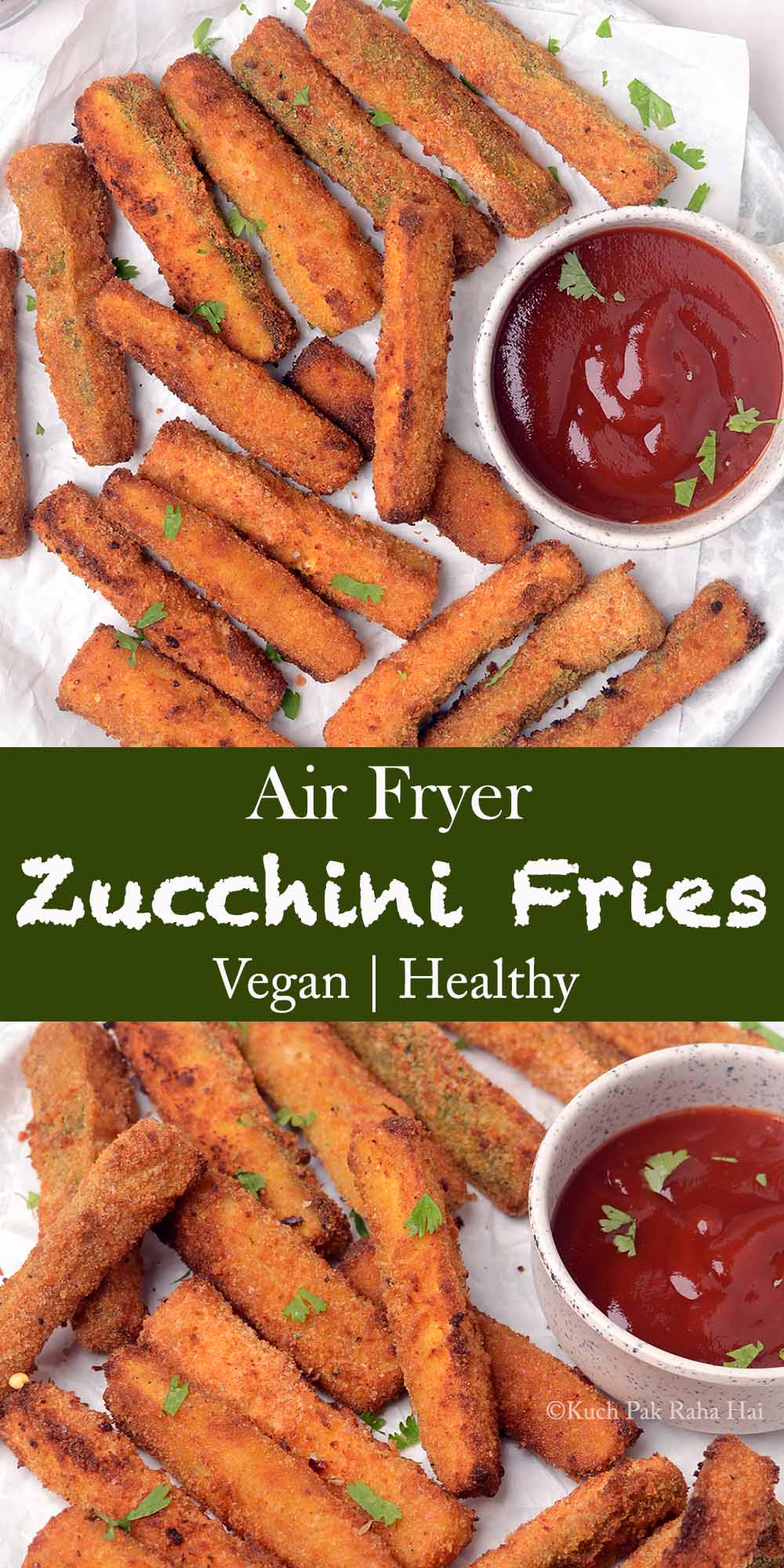 Air fryer Zucchini Fries Vegan.