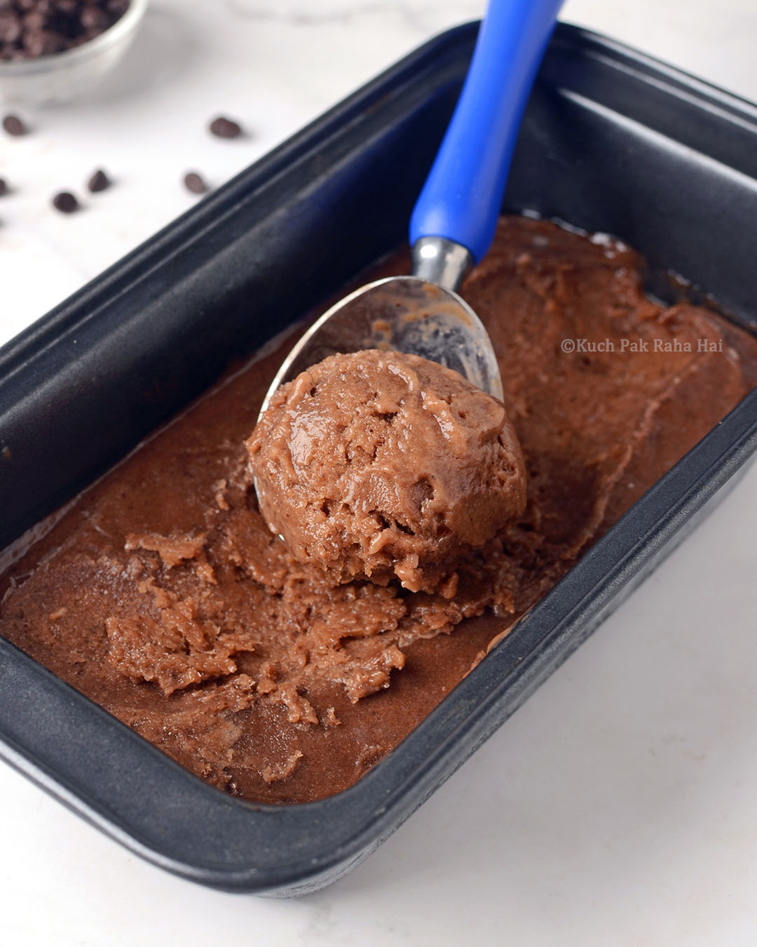 Chocolate banana ice cream scoop.
