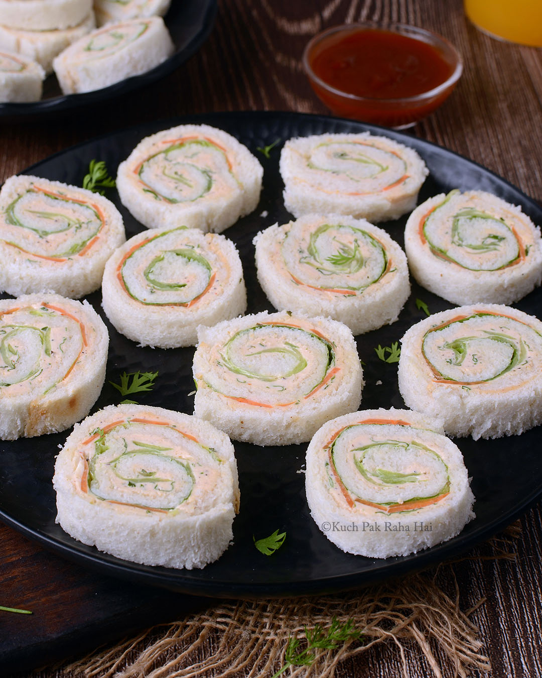Vegetable pinwheel sandwiches.
