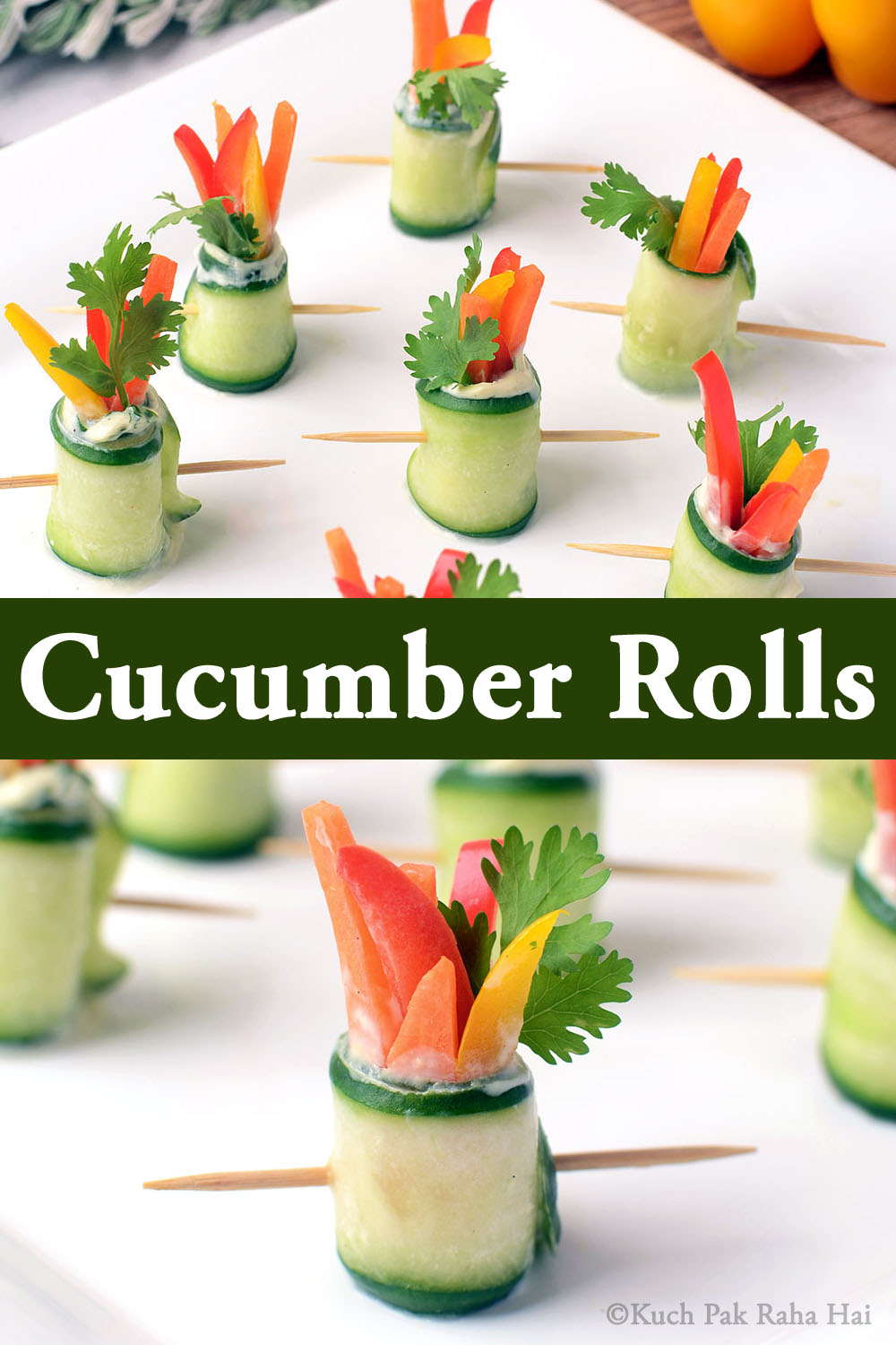 Cucumber rolls appetizers.