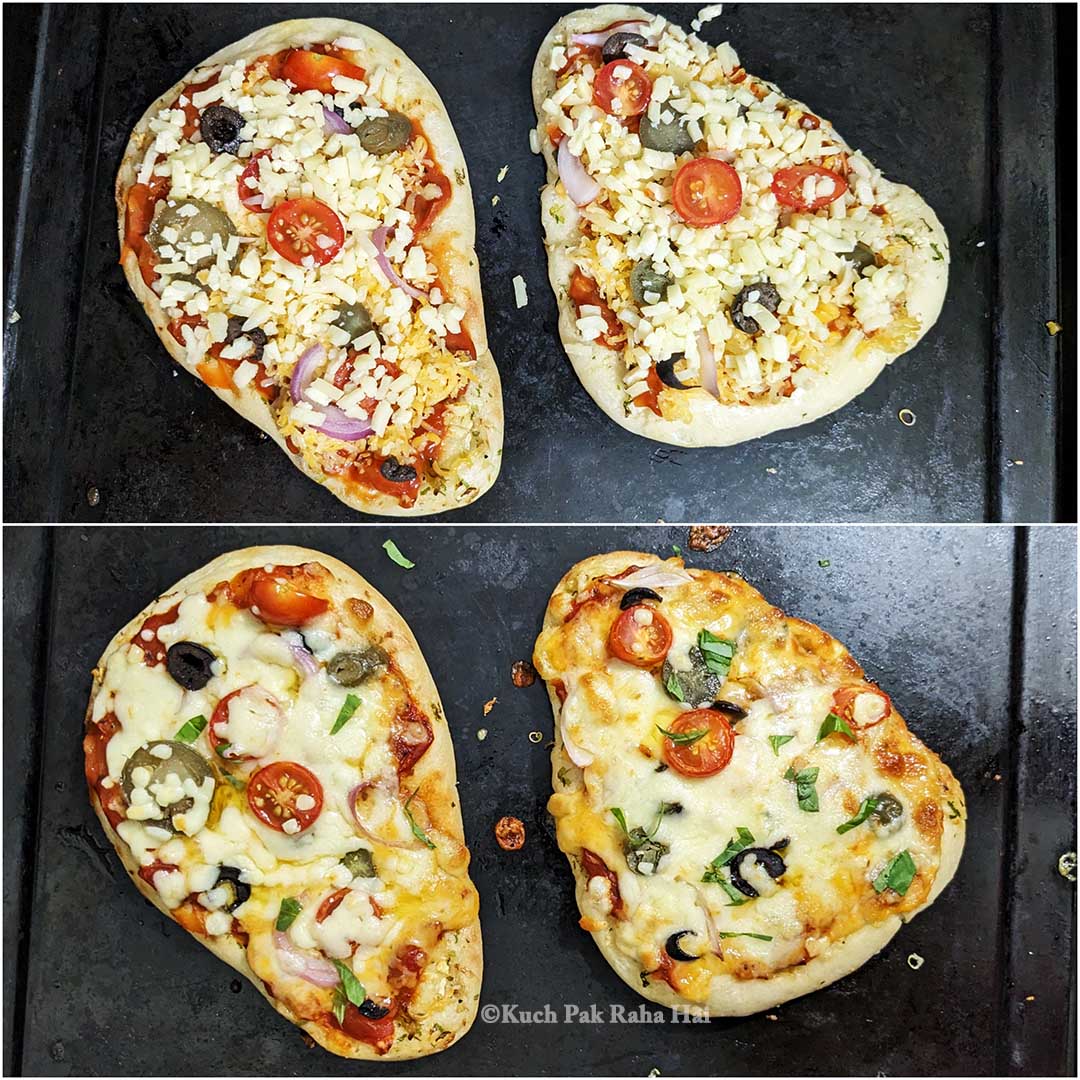 Naan pizza made in oven.
