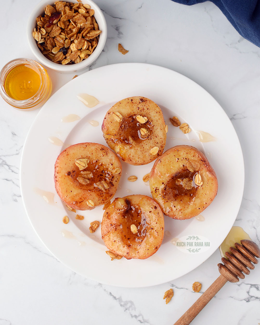 Air fryer peaches with cinnamon.