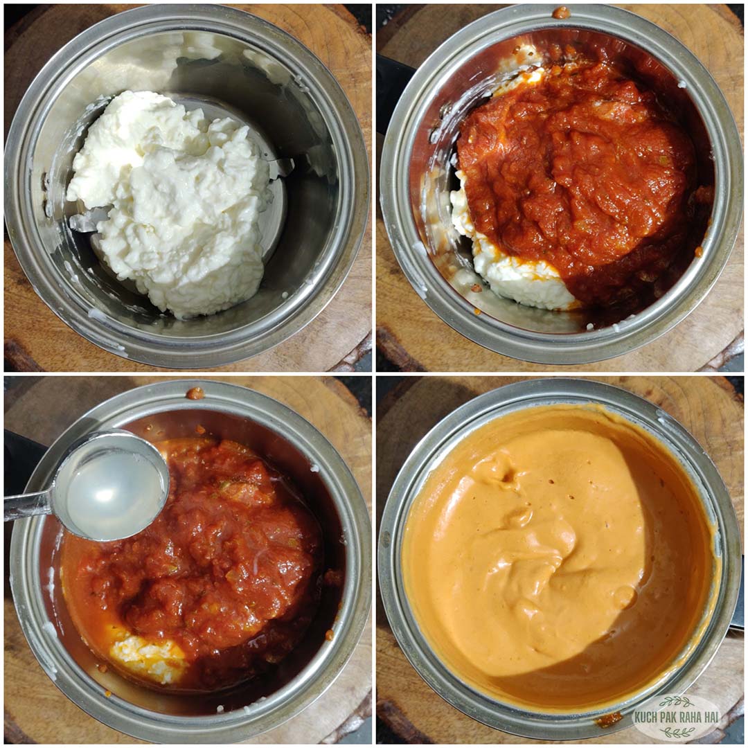 Blended cottage cheese pasta sauce.