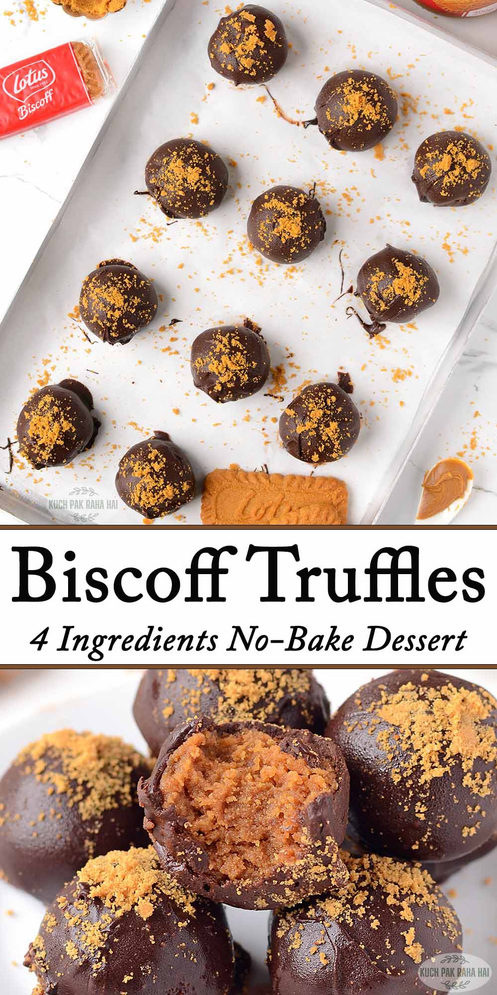 Biscoff Truffles with bicsoff cookie spread, cookies & cream cheese.