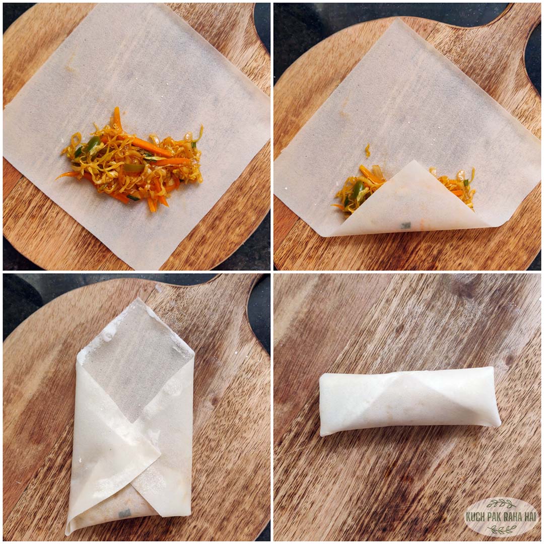 How to roll spring rolls.
