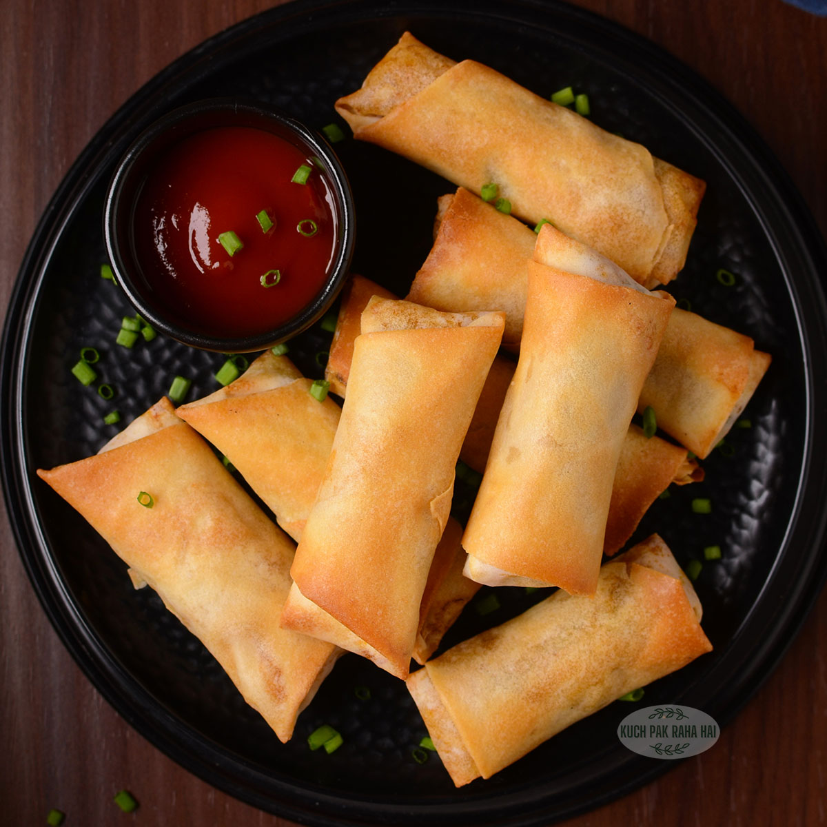 Vegetable spring rolls recipe for air fryer or stovetop.