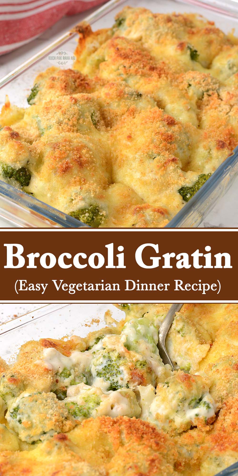 Broccoli gratin vegetarian casserole recipe.