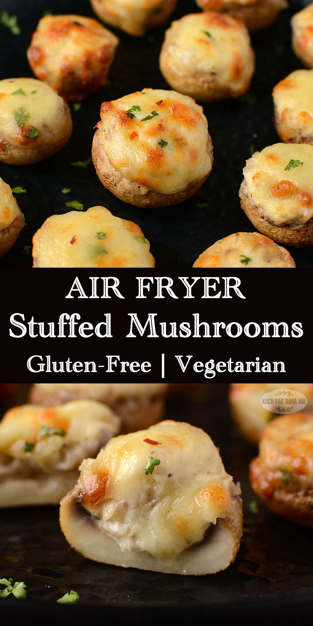 Stuffed mushrooms vegetarian in air fryer.