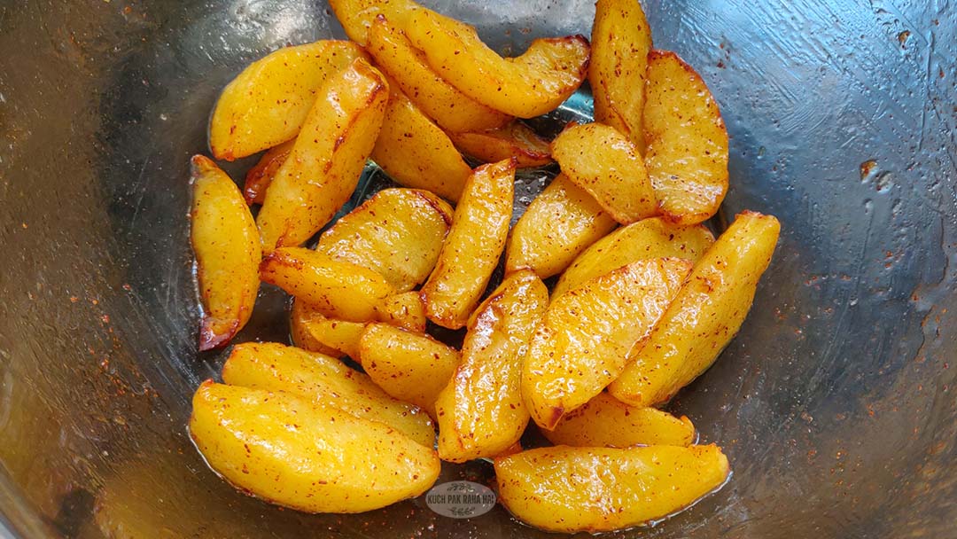 Apple slices tossed in honey cinnamon.