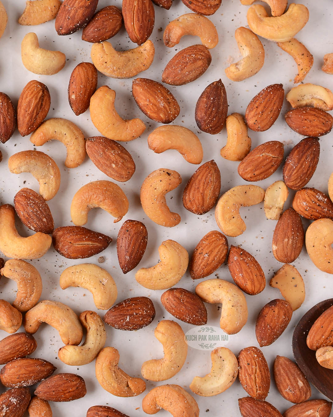 Air fried roasted almonds and cashews.