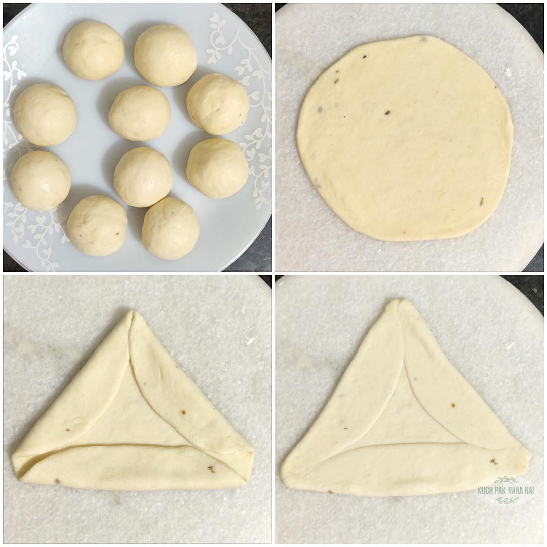 How to fold parcels from pizza dough.