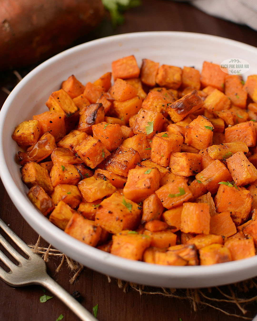 Air fryer roasted sweet potatoes.