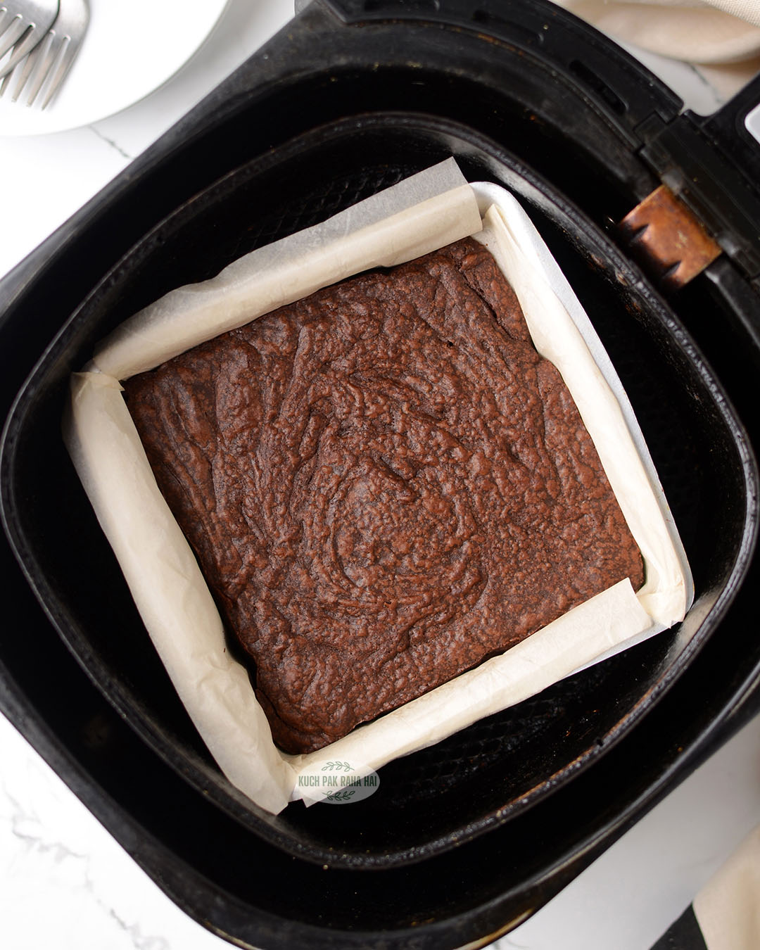 Eggless Brownies in air fryer.